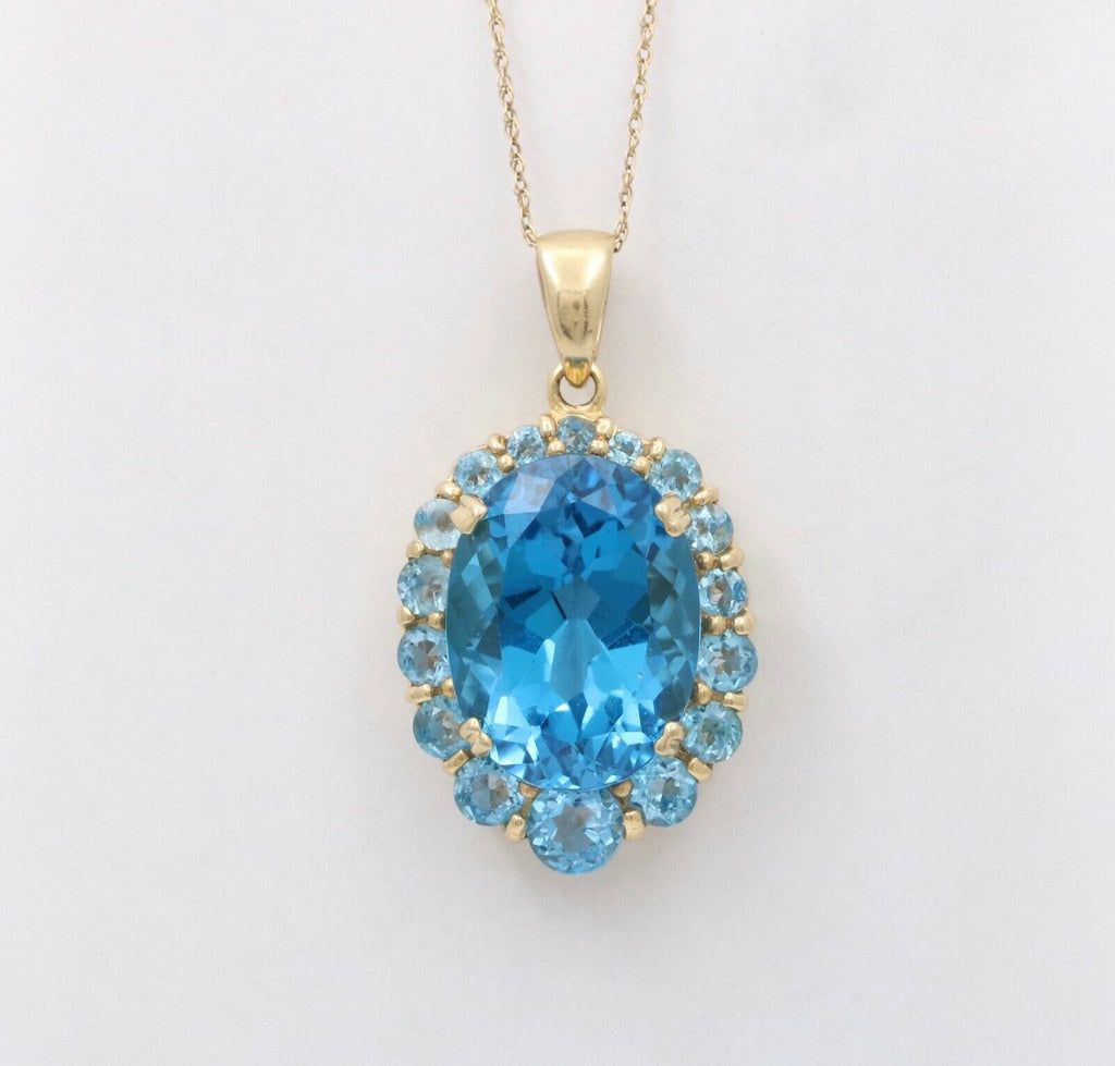 Vintage London Blue Topaz 14K Yellow Gold Pendant