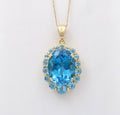 Vintage London Blue Topaz 14K Yellow Gold Pendant