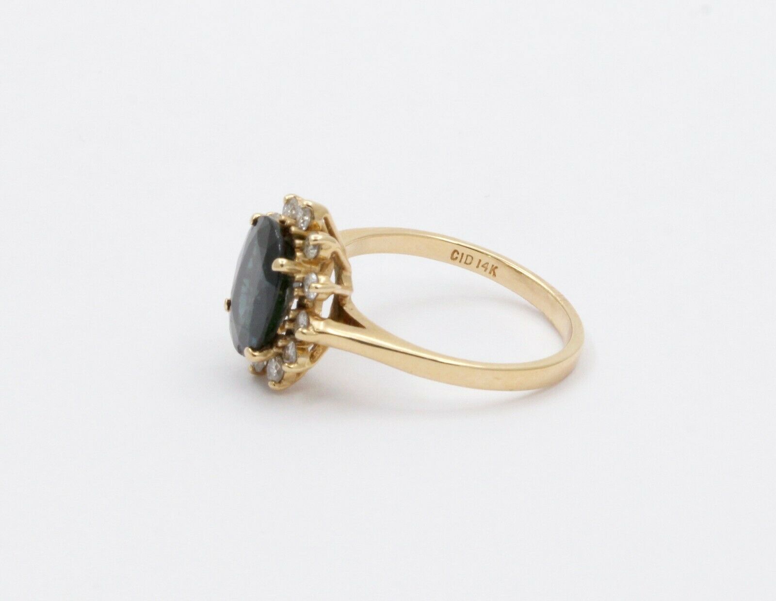Vintage 14K Yellow Gold Sapphire Diamond Cocktail Ring