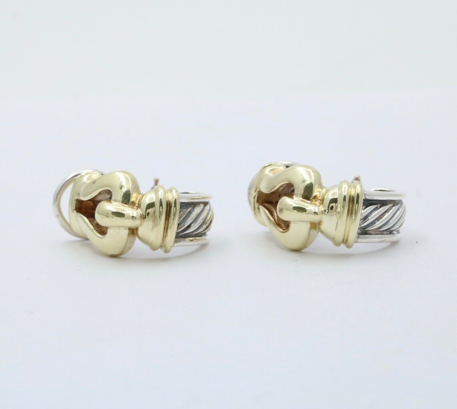 David Yurman Buckle Cable 14K Yellow Gold Sterling Silver Earrings