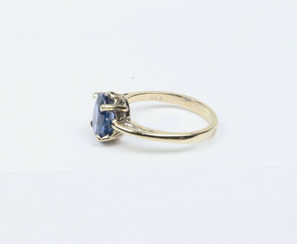 Beautiful Natural Blue Sapphire 14K White Gold Vintage Ring