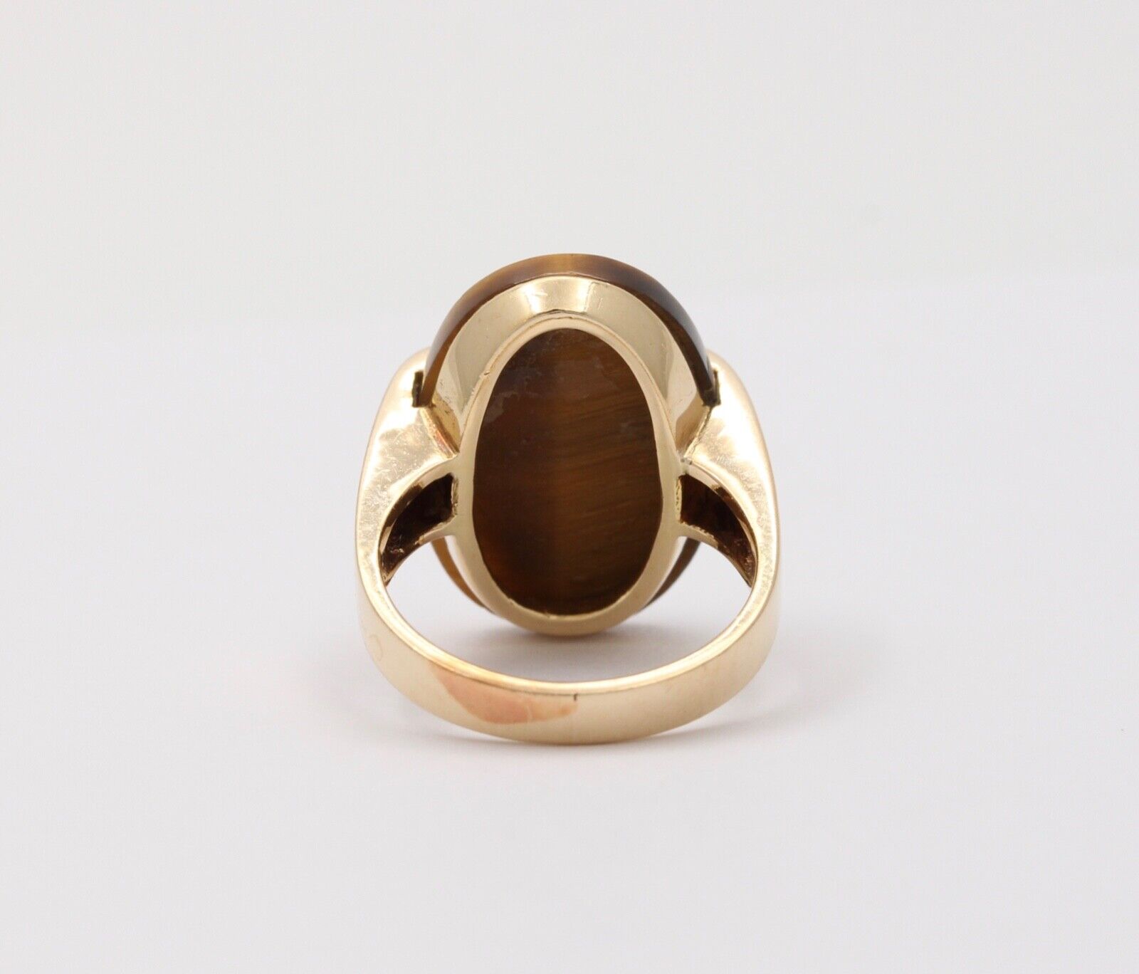 Vintage Tiger Eye 14K Yellow Gold Diamond Ring, Statement Ring