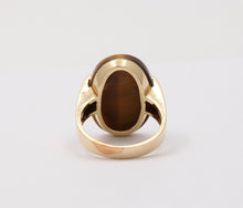 Load image into Gallery viewer, Vintage Tiger Eye 14K Yellow Gold Diamond Ring, Statement Ring
