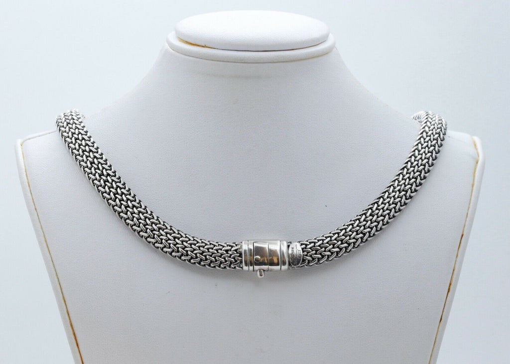 Vintage Flli Menegatti 18K 925 Sterling Silver Woven Choker Necklace