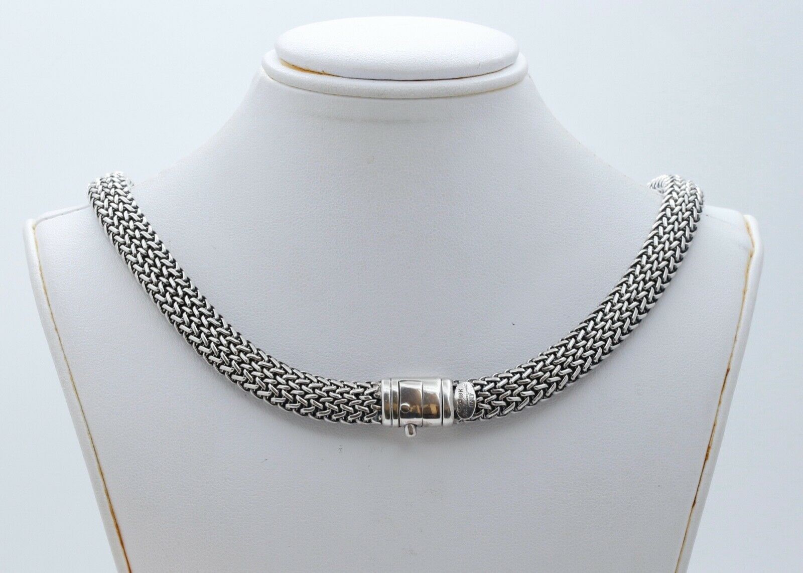 Vintage Flli Menegatti 18K 925 Sterling Silver Woven Choker Necklace