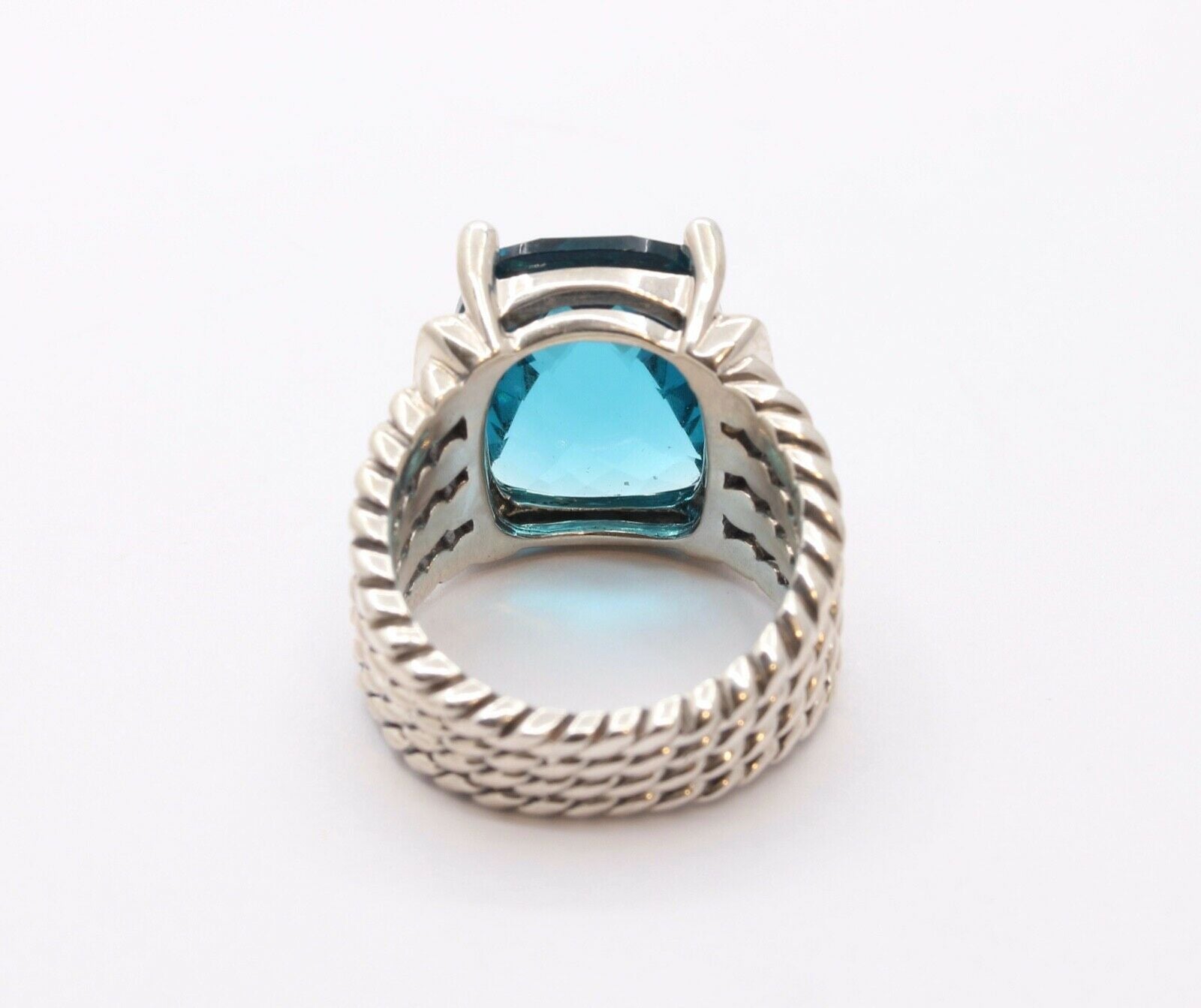 David Yurman Wheaton Ring With London Blue Topaz and Diamonds