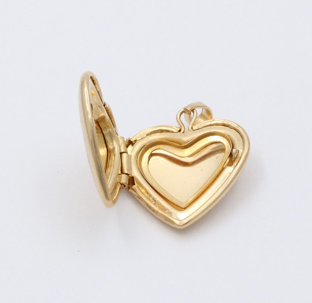 Vintage Heart Locket Pendant 14K Yellow Gold