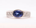 Beautiful Vintage Ladies Blue Sapphire Diamonds Platinum Ring