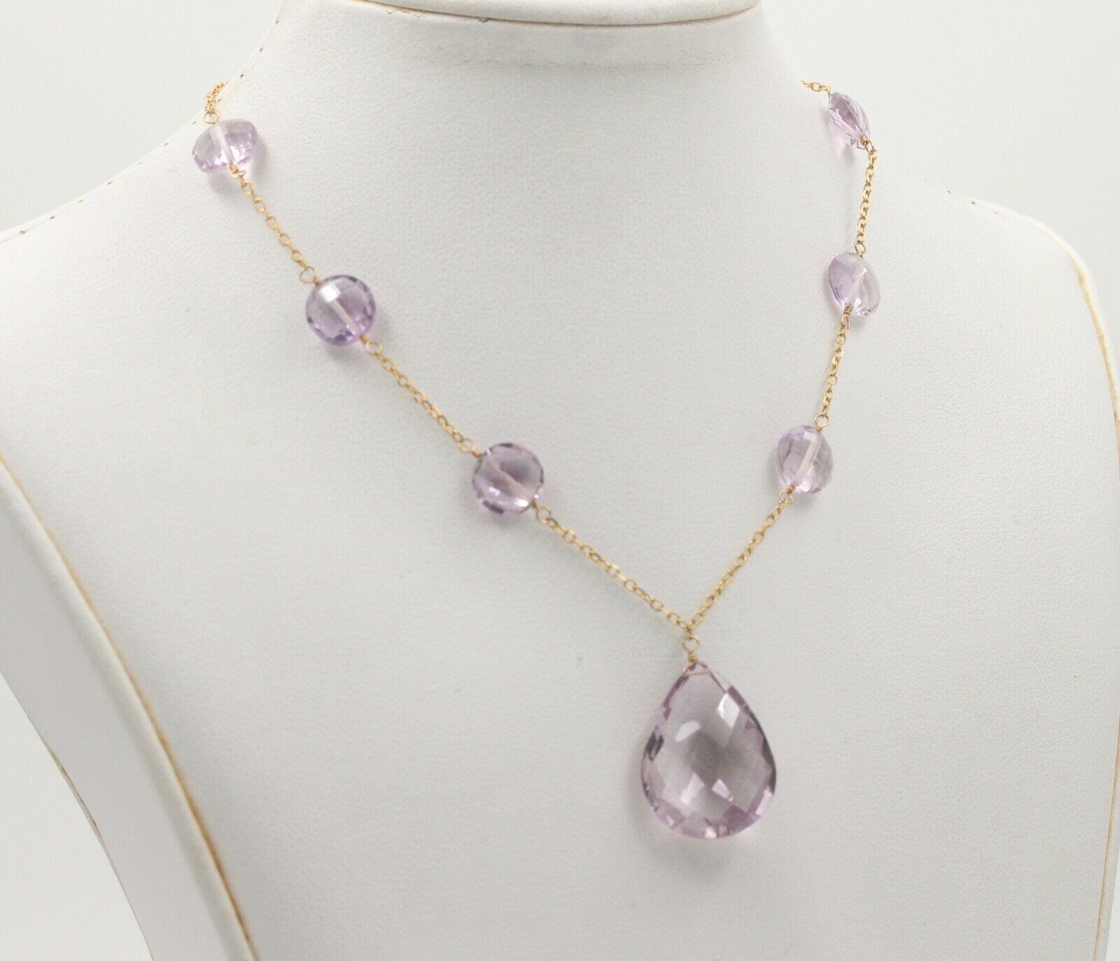 Vintage Amethyst Droplet 14K Yellow Gold Necklace