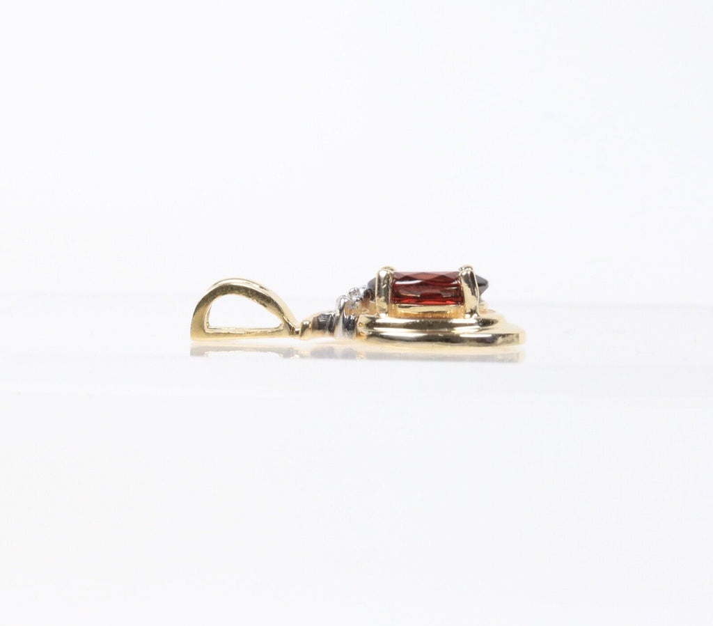 Vintage Garnet Diamond 14K Yellow Gold Pendant
