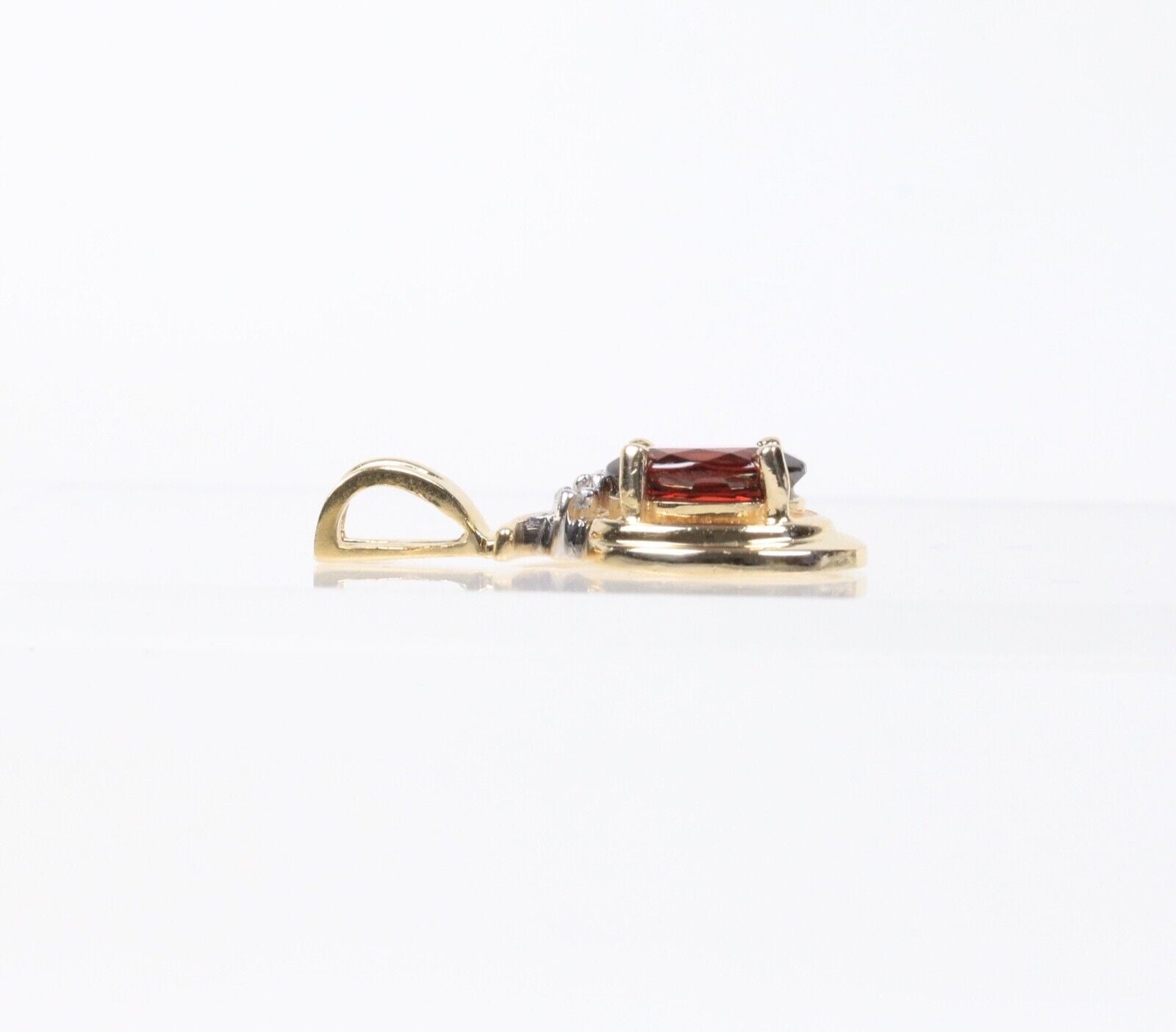 Vintage Garnet Diamond 14K Yellow Gold Pendant