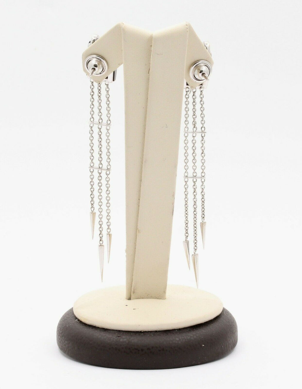 Vintage 14K White Gold Chandelier Onyx Diamond Earrings