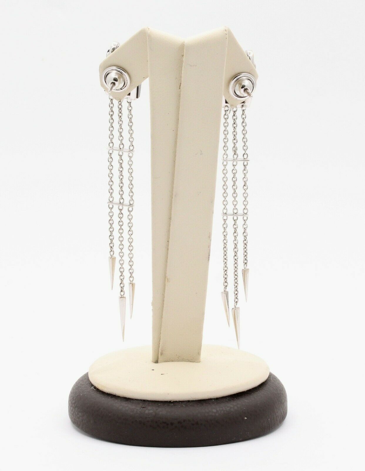 Vintage 14K White Gold Chandelier Onyx Diamond Earrings
