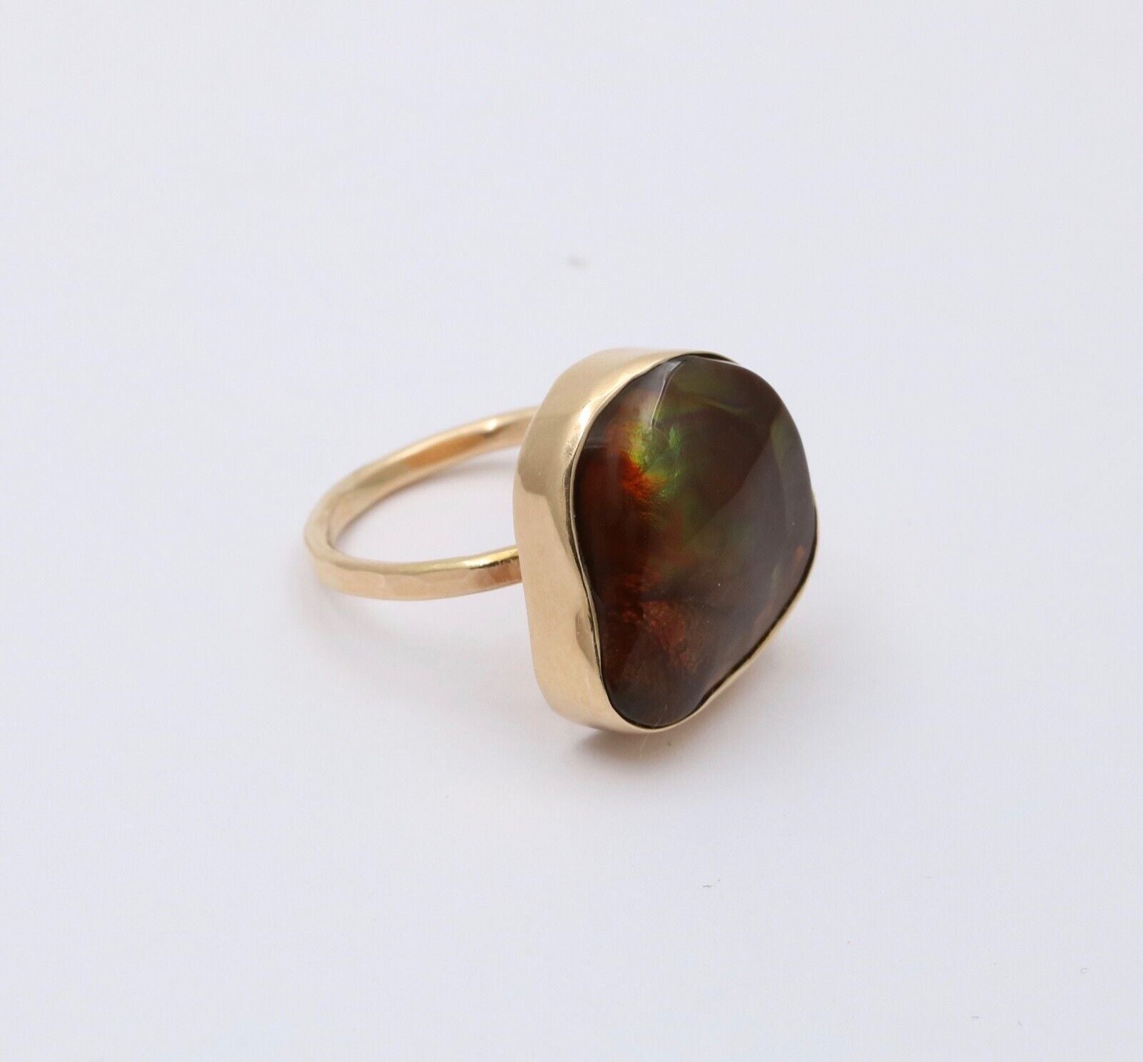 Vintage Fire Agate 14K Yellow Gold Bezel Setting RIng