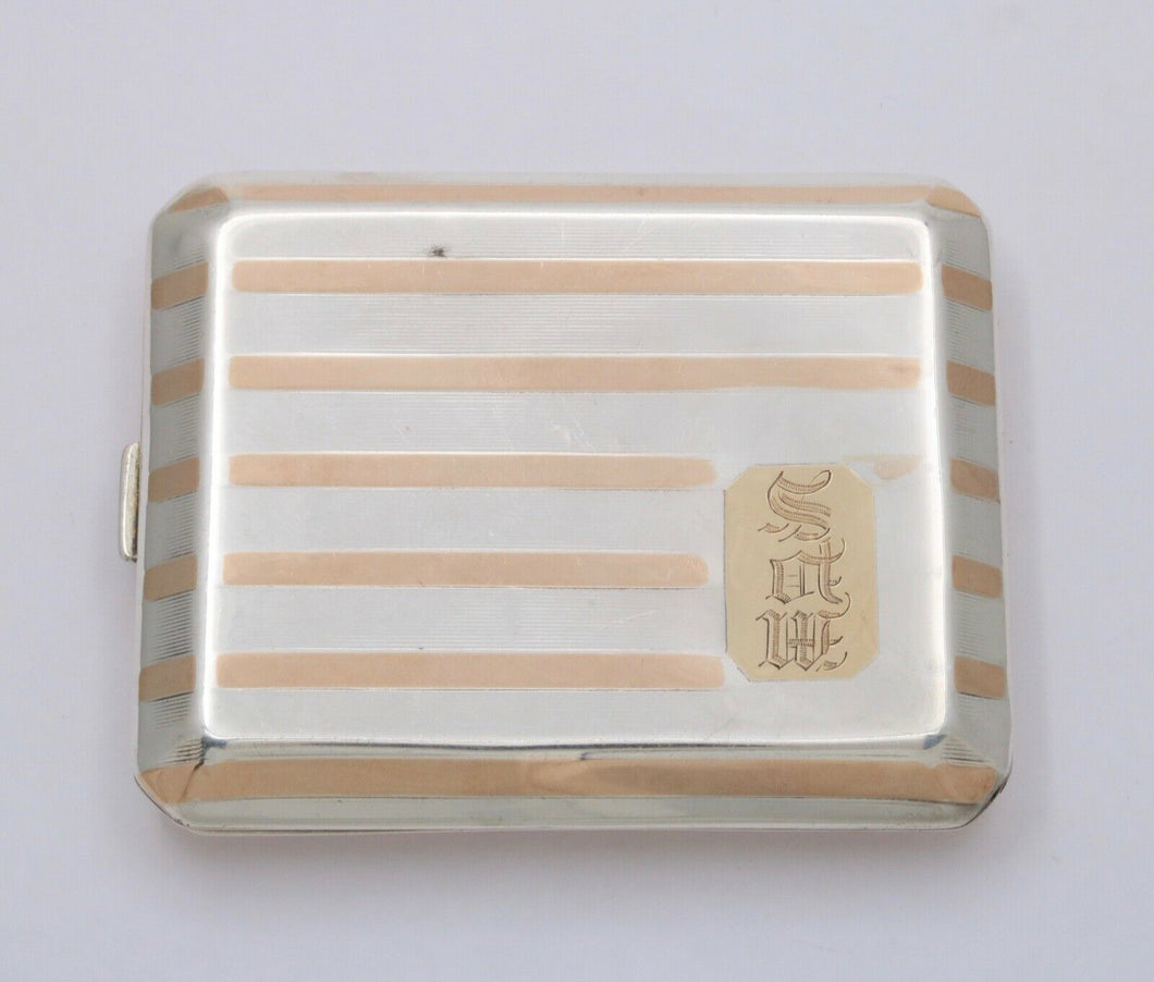 Vintage Tiffany & CO Sterling Silver & 14K Yellow Gold Powder Compact Case.