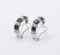 Vintage Blue Sapphire Diamonds 14K White Gold Earrings