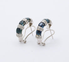 Load image into Gallery viewer, Vintage Blue Sapphire Diamonds 14K White Gold Earrings
