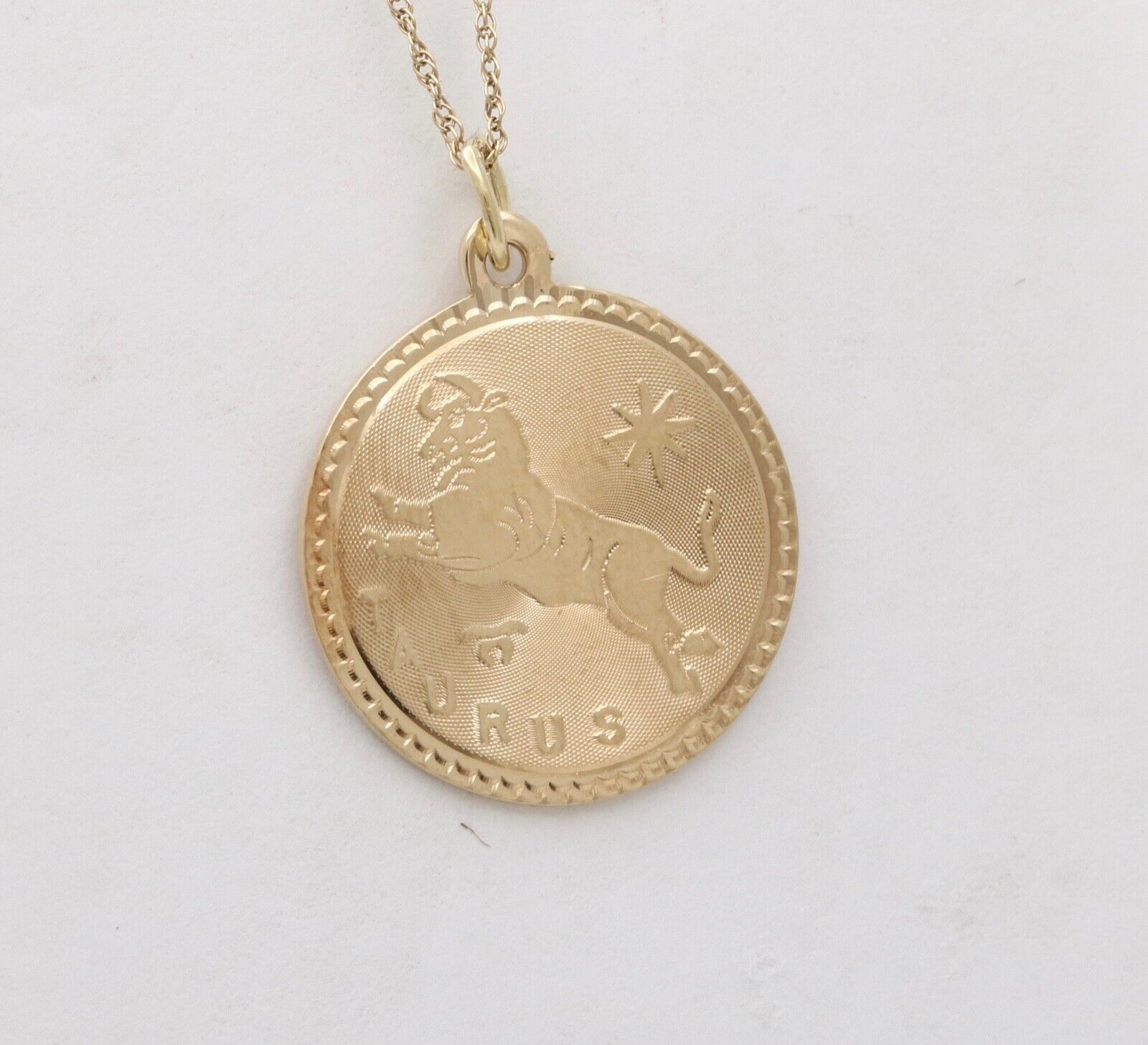 Vintage Horoscope Birth Month Taurus 14K Yellow Gold Pendant Charm
