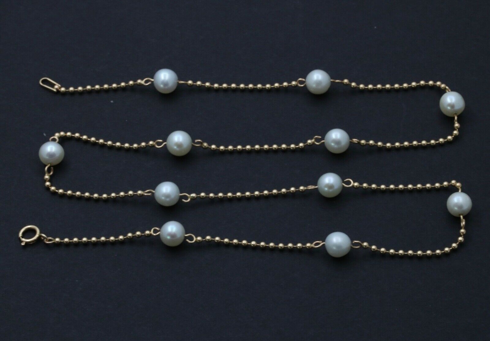 Vintage 14K Yellow Gold Pearl Dog Tag Chain Necklace, June Birth Stone