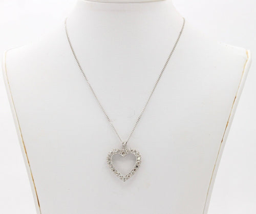 14K White Gold Diamond Heart Pendant