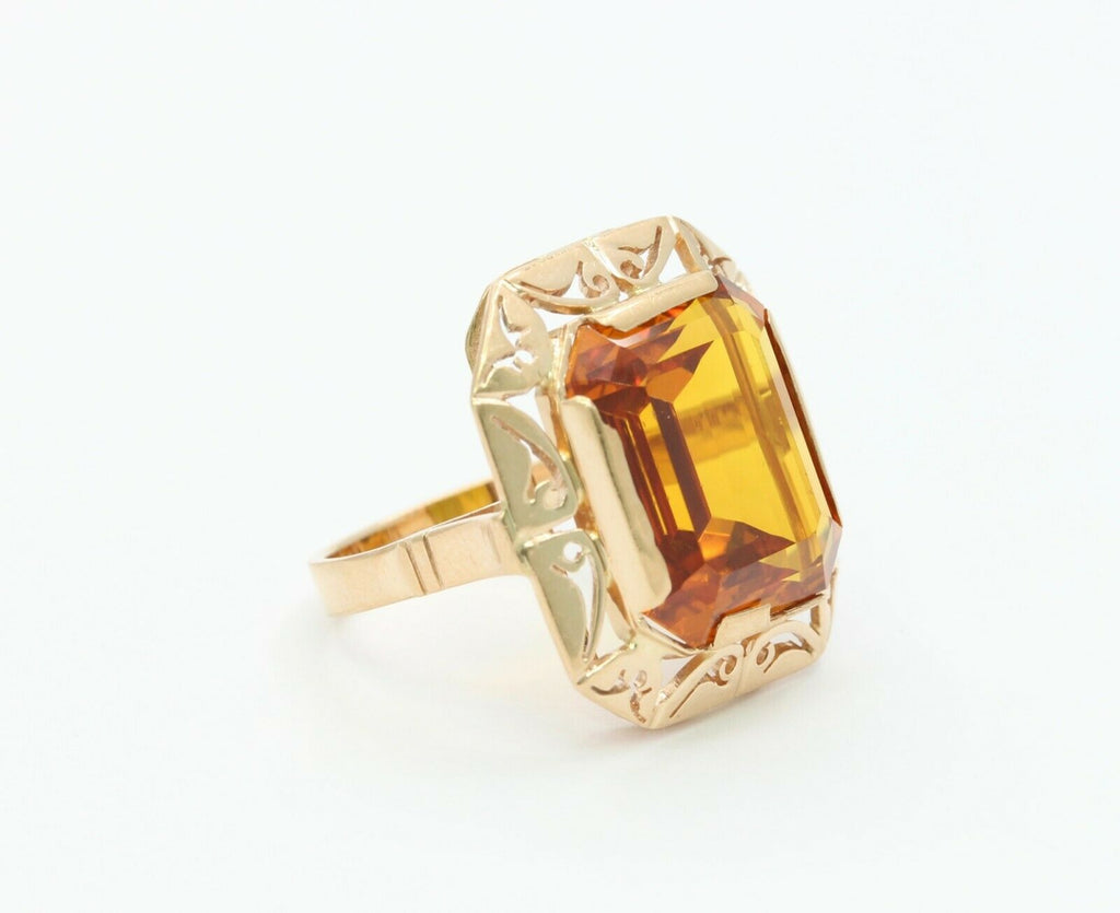 Art Deco 14K Yellow Gold Citrine Statement Ring