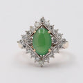 Vintage Jade Diamonds 14K Yellow White Gold Ring