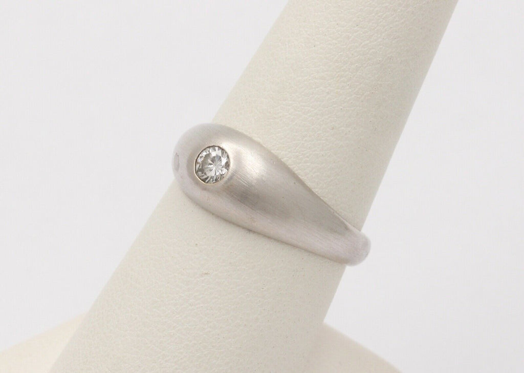 Vintage Unisex Diamond 14K White Gold Gypsy Ring