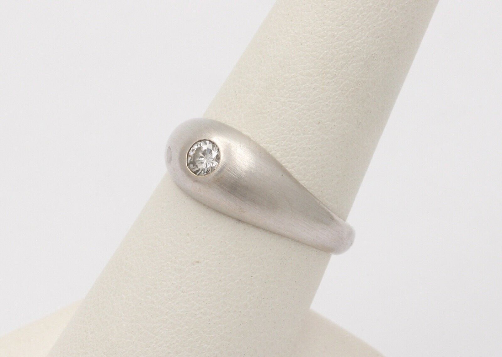 Vintage Unisex Diamond 14K White Gold Gypsy Ring