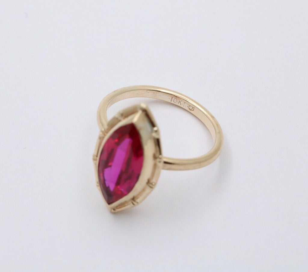 Vintage Art Deco Style 10K Yellow Gold Navette Ring