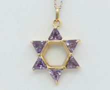 Load image into Gallery viewer, Vintage 14k Yellow Gold CZ Star Of David Pendant
