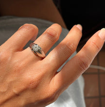 Load image into Gallery viewer, Antique Art Deco Platinum diamond ring Band, Engagement ring
