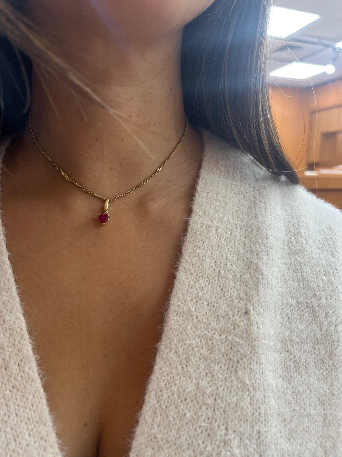 Vintage 10K Yellow Gold Heart Diamond Pendant