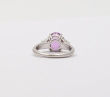 Load image into Gallery viewer, Classic Pink Sapphire and Half Moon Diamond 14K White Gold Ring, Engagement Ring
