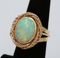 Vintage Natural Opal 14K Yellow Gold Rope Twist Ring