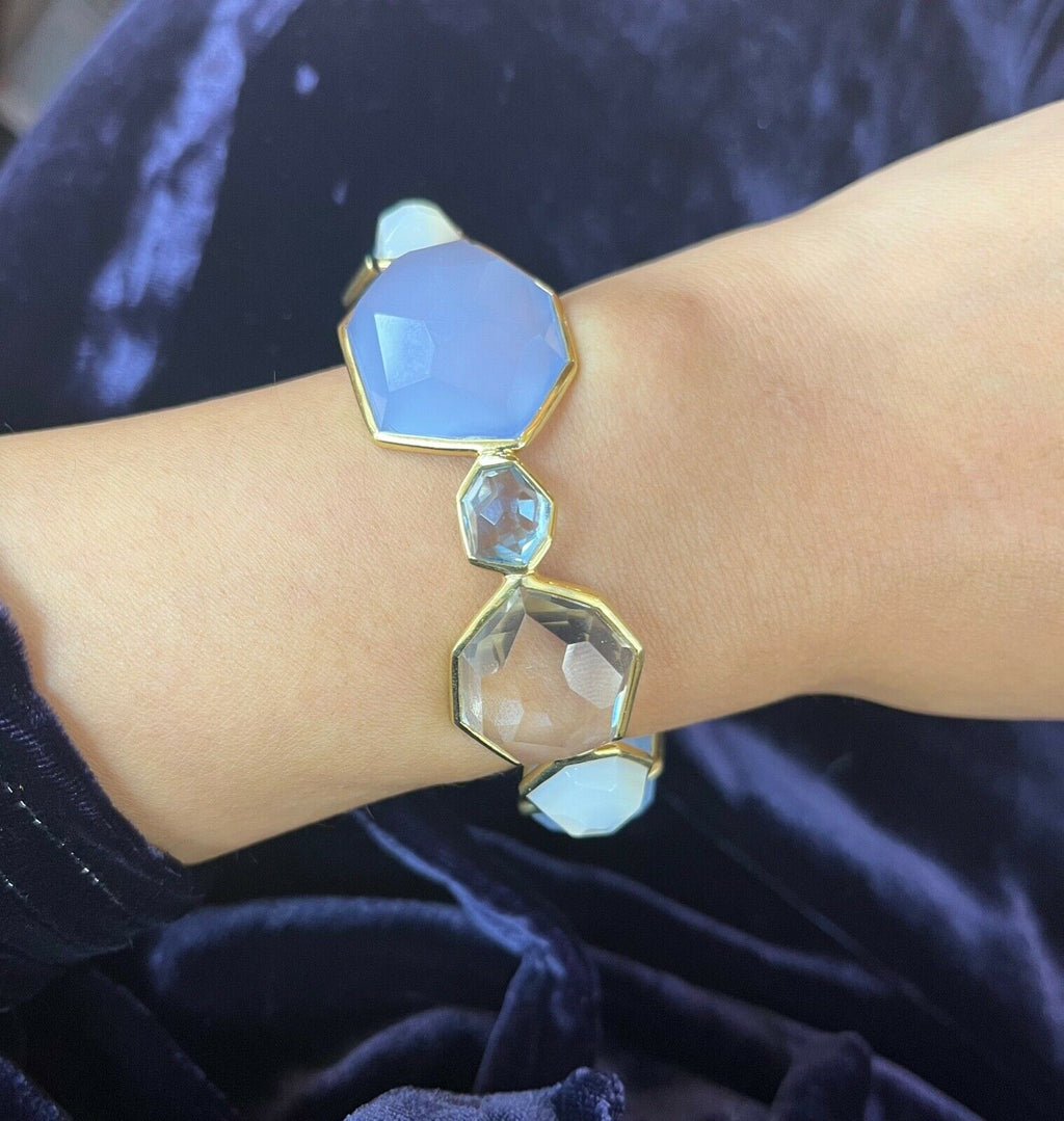 Ippolita 18K Rock Candy Collection Chalcedony, Blue Topaz,Mother of Pearl Bangle