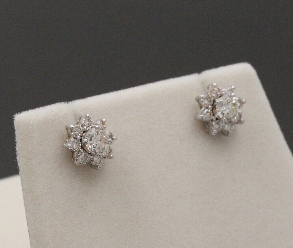 Classic 14K White Gold Round Cut Diamond Approximatlry 1.8 carats Studs. Earring