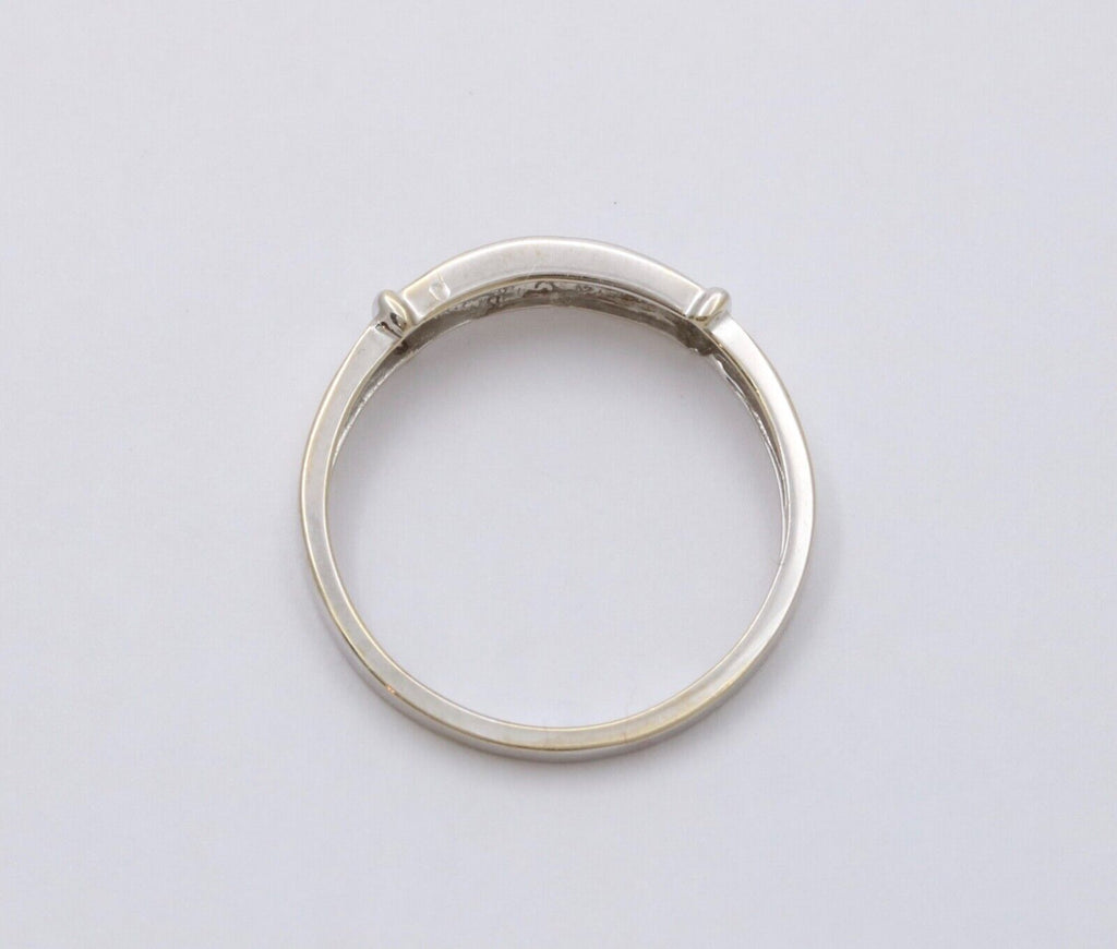 Vintage Diamond 14K White Gold Ring Band, Wedding Band