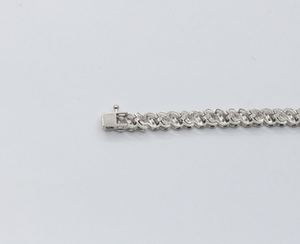 Lovely Ladies Tennis Bracelet 10K White Gold Diamonds