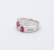 Load image into Gallery viewer, Vintage 14K White Gold Ruby &amp; Diamond Ring Band, Stacking Ring.
