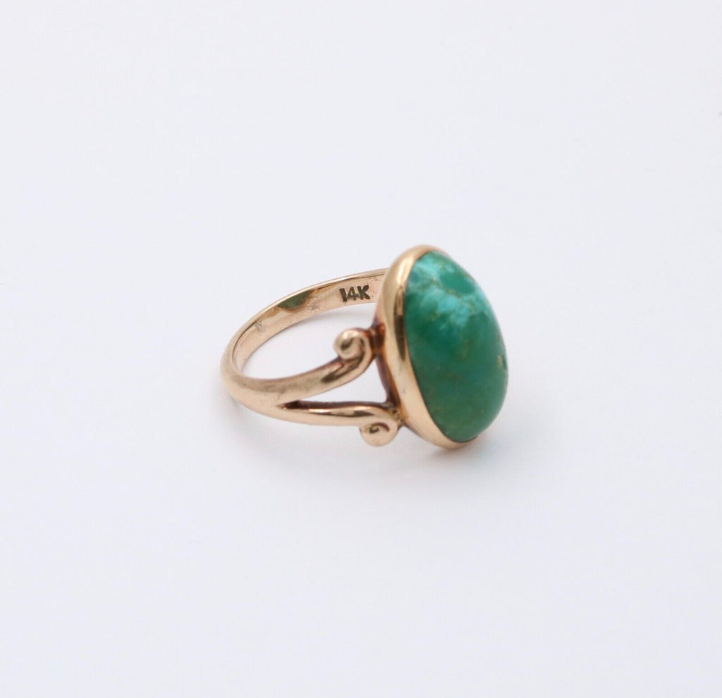 Antique Victorian 14K Yellow Gold Turquoise Ring