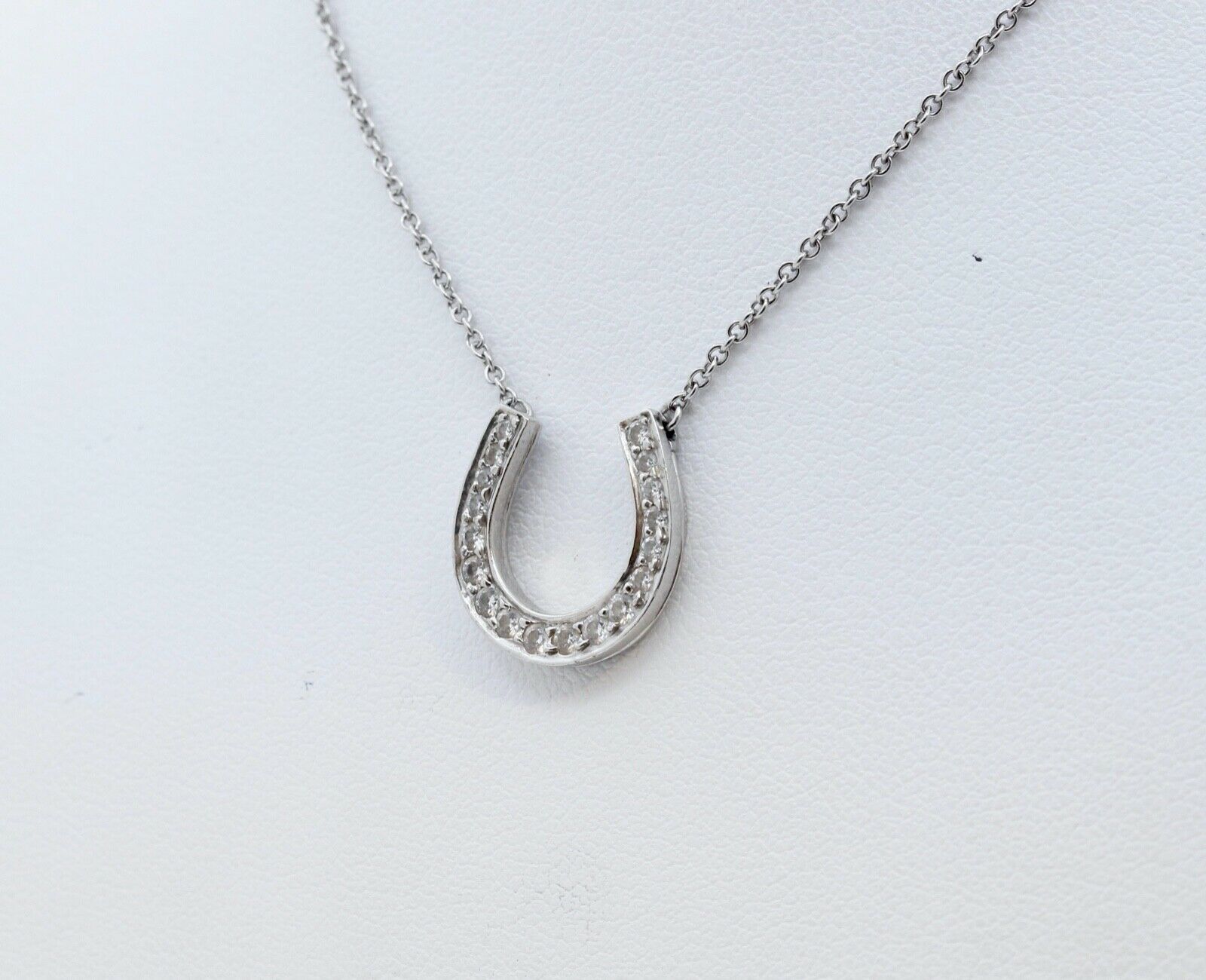 Vintage Tiffany and Co Platinum PT950 Diamonds Horseshoe Pendant and Chain