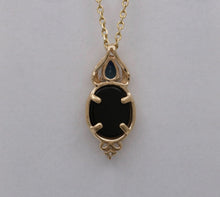 Load image into Gallery viewer, Vintage 14K Yellow Gold Black Cameo &amp; Sapphire Pendant
