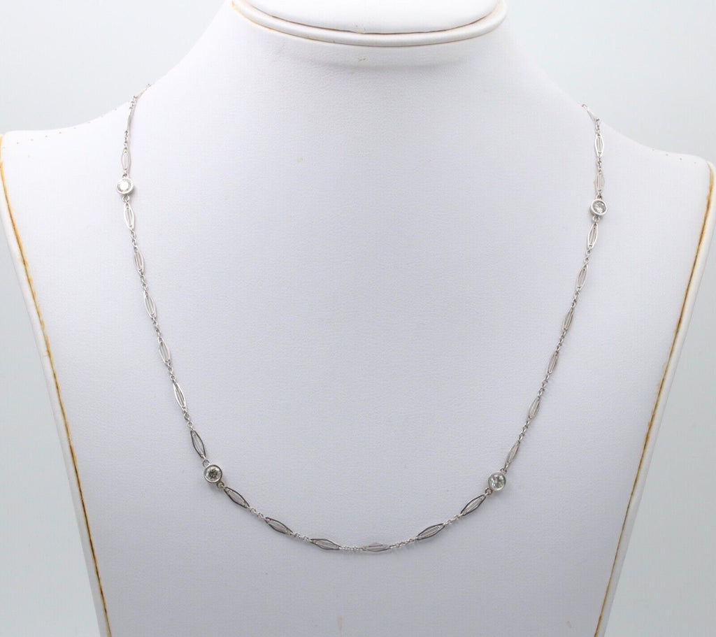 Art Deco Diamonds By The Yard 14K White Gold Watch Chain