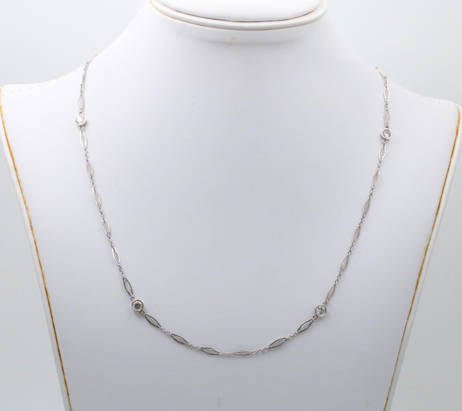 Art Deco Diamonds By The Yard 14K White Gold Watch Chain