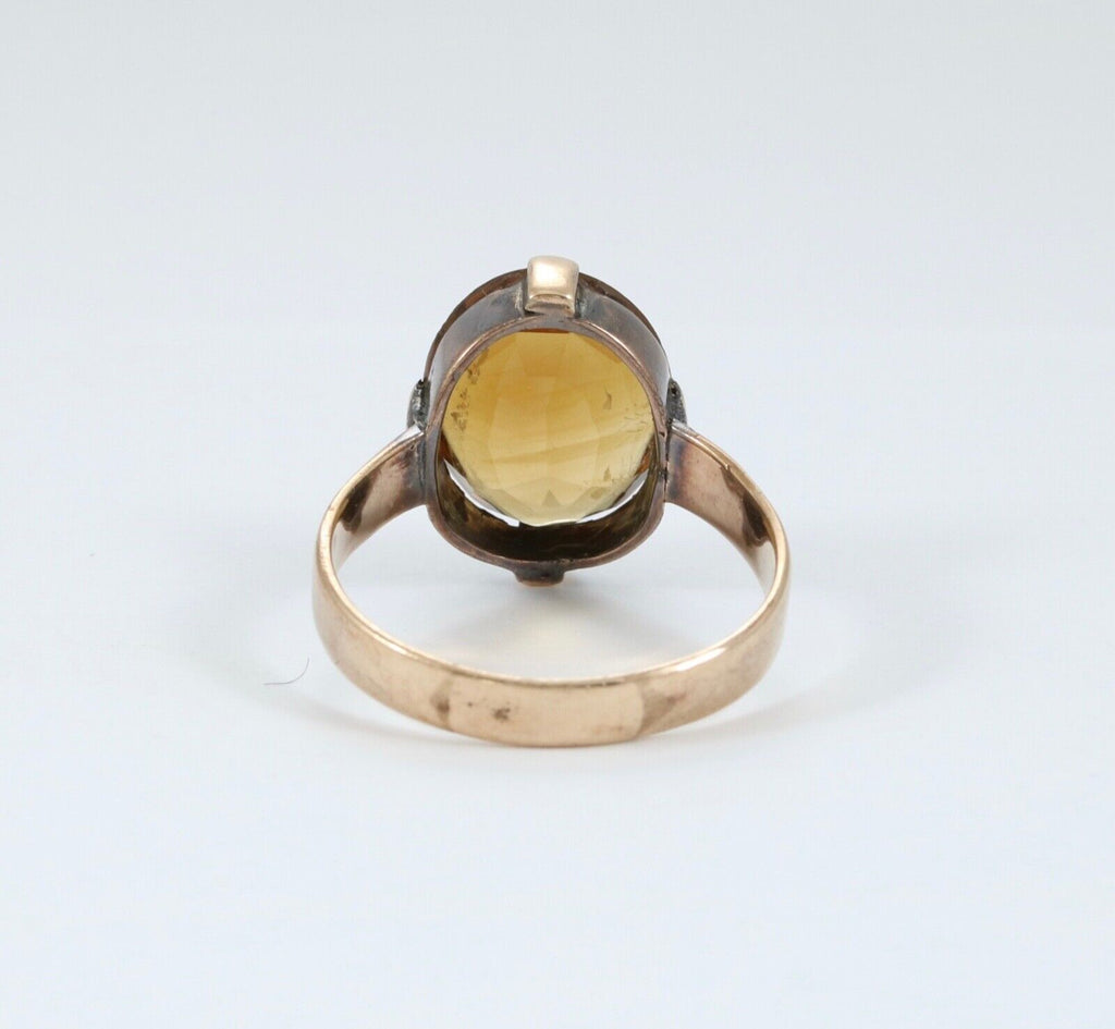 Antique England 9K Gold Gold Citrine Ring. Solitaire Ring.