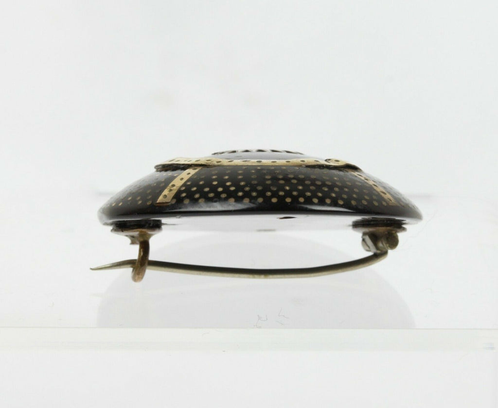 Vintage Jet GF Crown Brooch