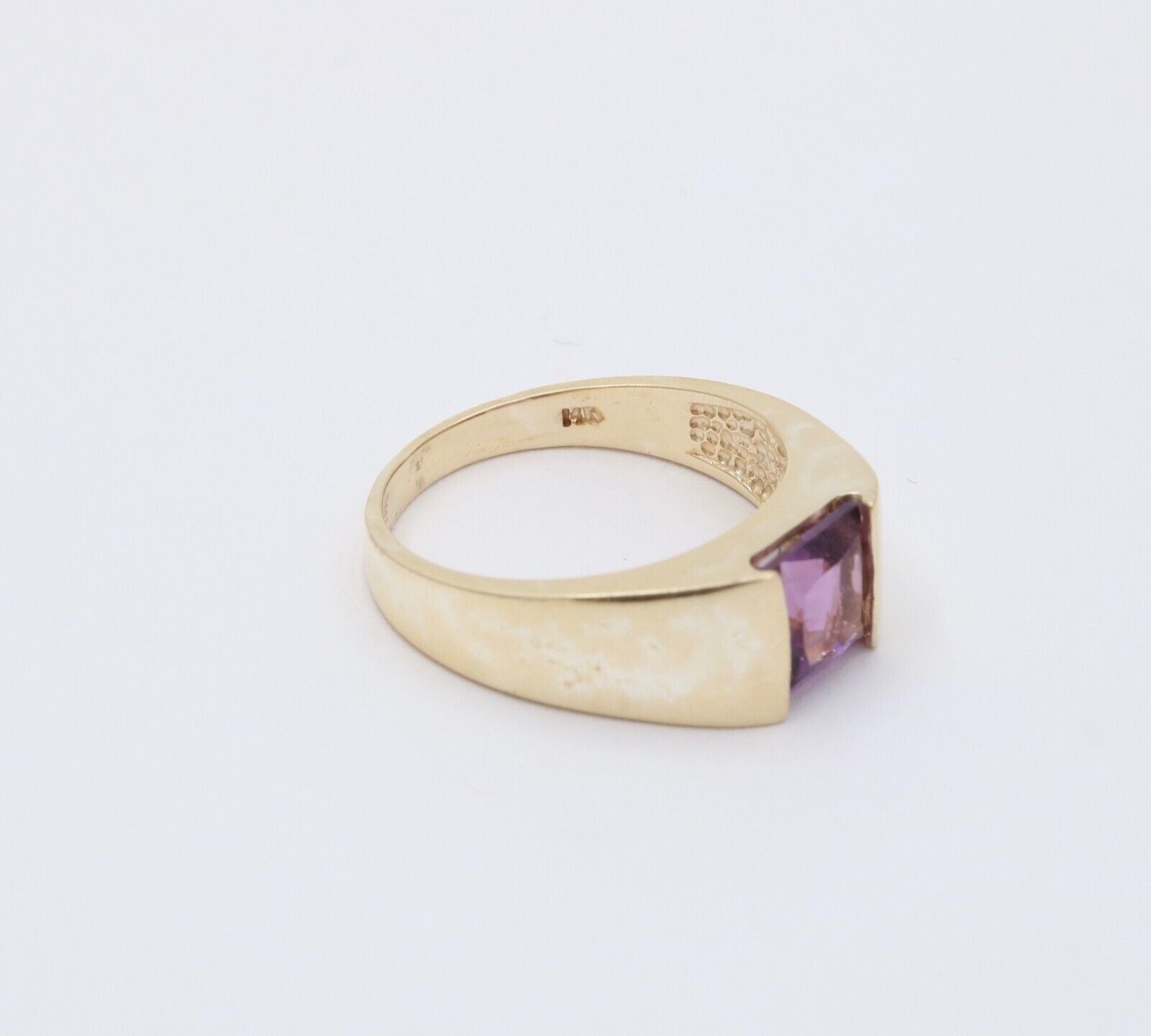 Vintage 14K Yellow Gold Amethyst Tank Ring, Ring Band