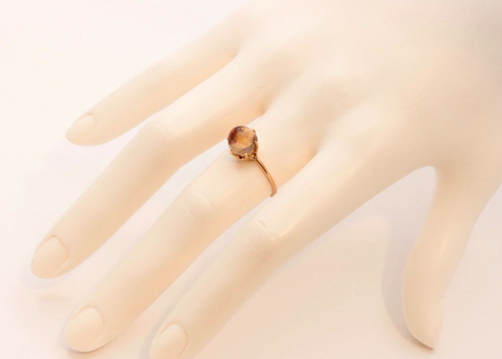 Unique Vintage Banded Agate 14K Yellow Gold Ring