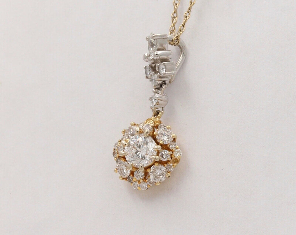 Beautiful Vintage Diamonds 14K Yellow White Gold Pendant