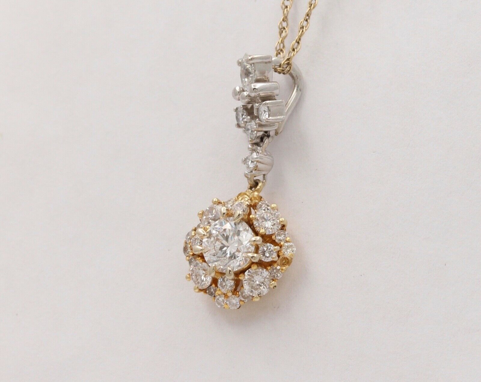 Beautiful Vintage Diamonds 14K Yellow White Gold Pendant